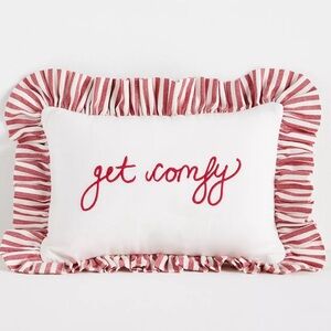 NEW Anthropologie L&Clay Cotton Embroidered Text Pillow, 8x12”